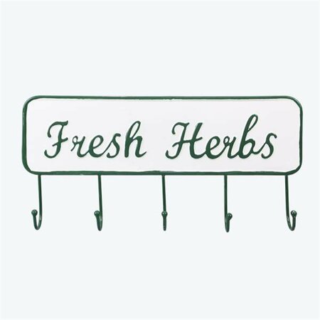 YOUNGS Metal Fresh Herbs Wall Sign with Hooks 72411
